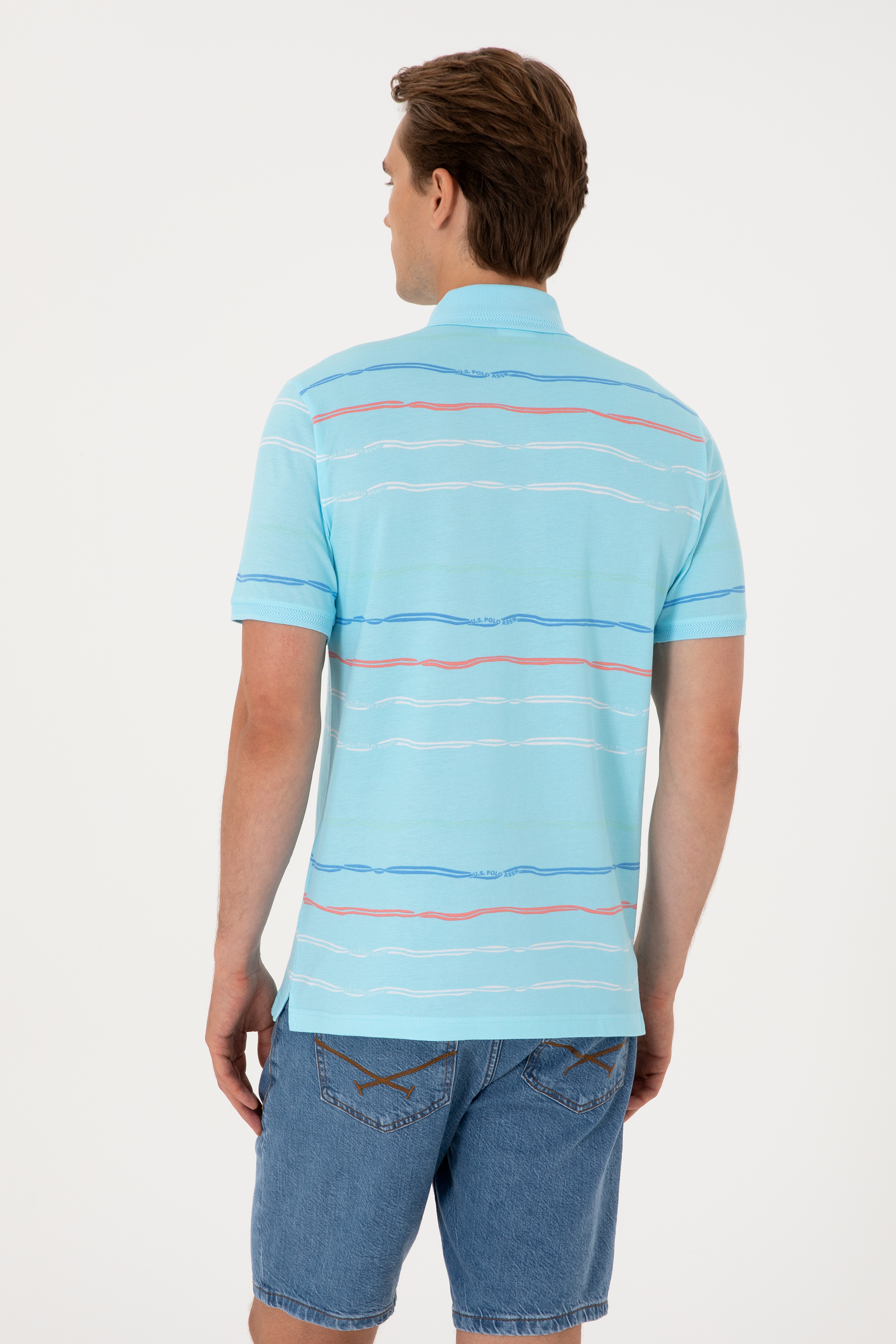 Erkek Regular Fit Polo Yaka Aqua Tişört