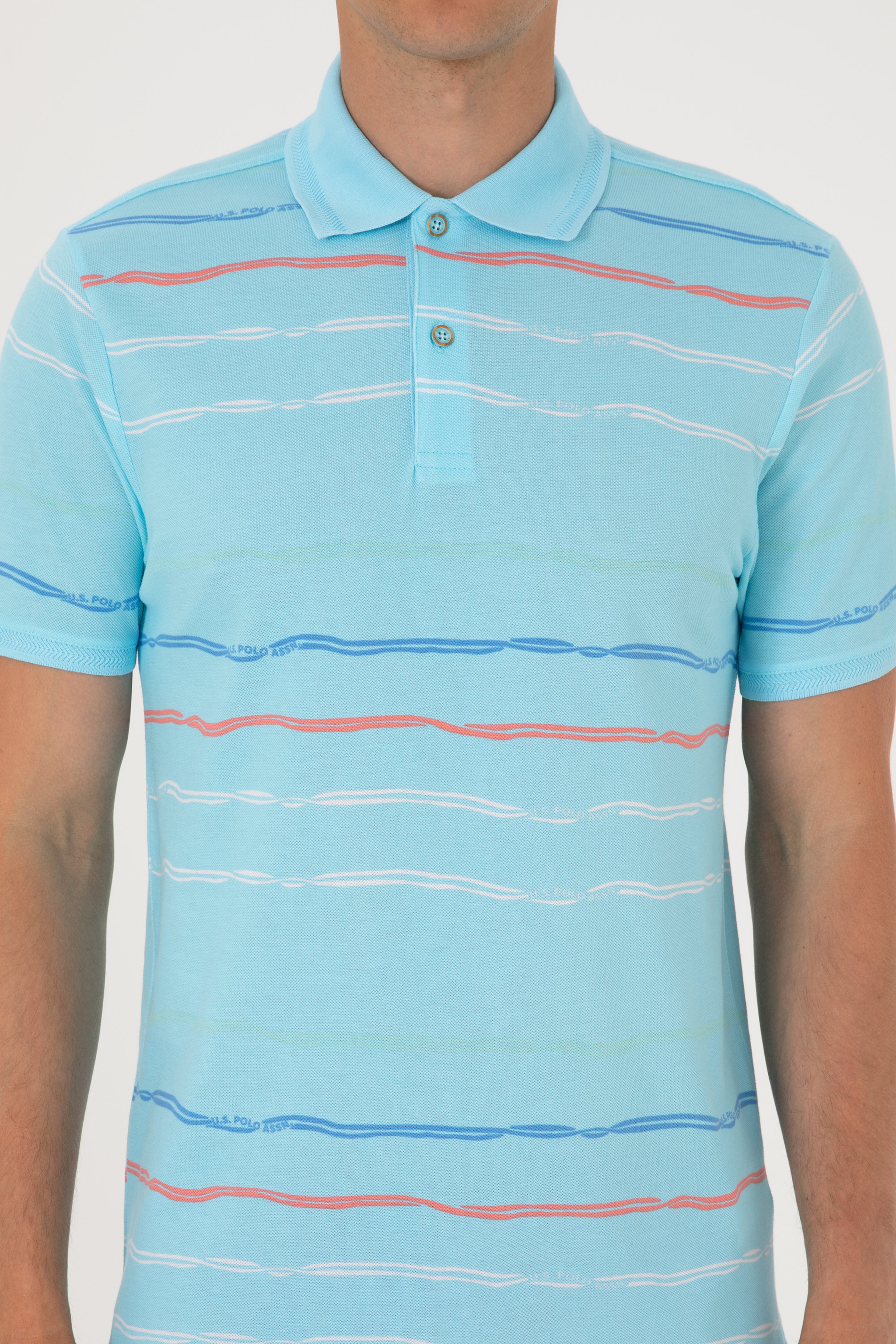 Erkek Regular Fit Polo Yaka Aqua Tişört