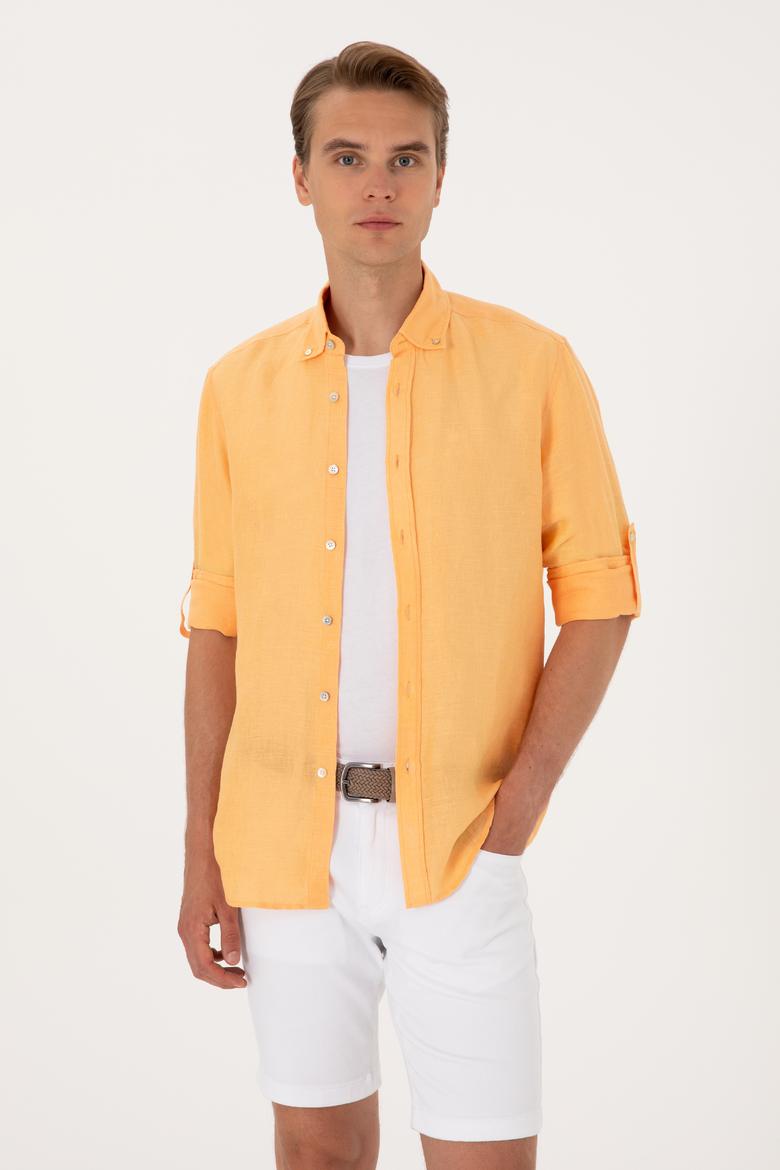 Erkek Turuncu Uzun Kollu Gömlek