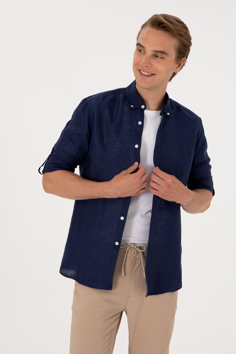 Erkek Lacivert Uzun Kollu Gömlek - 50299597081