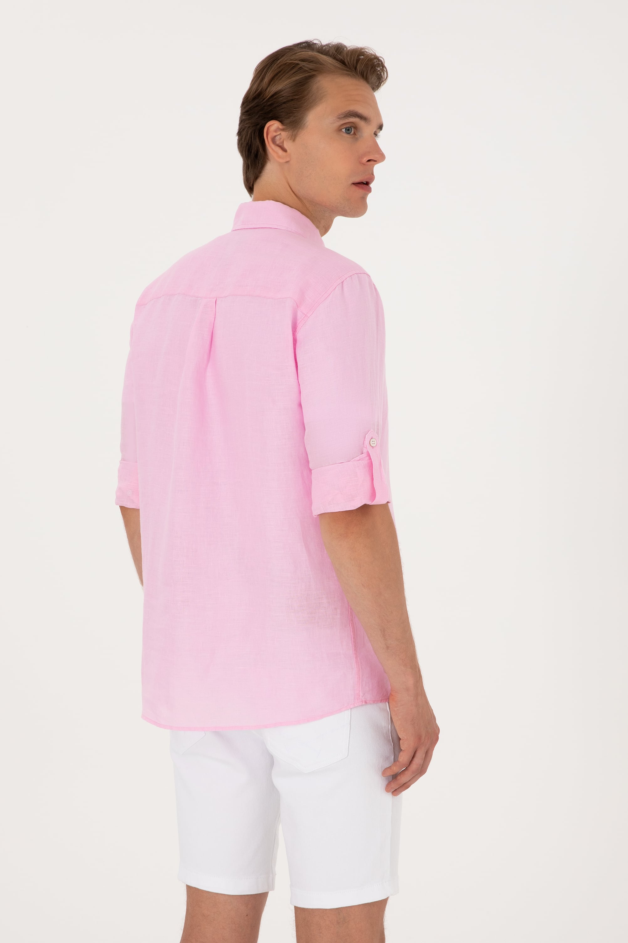Erkek Açık Pembe Uzun Kollu Gömlek