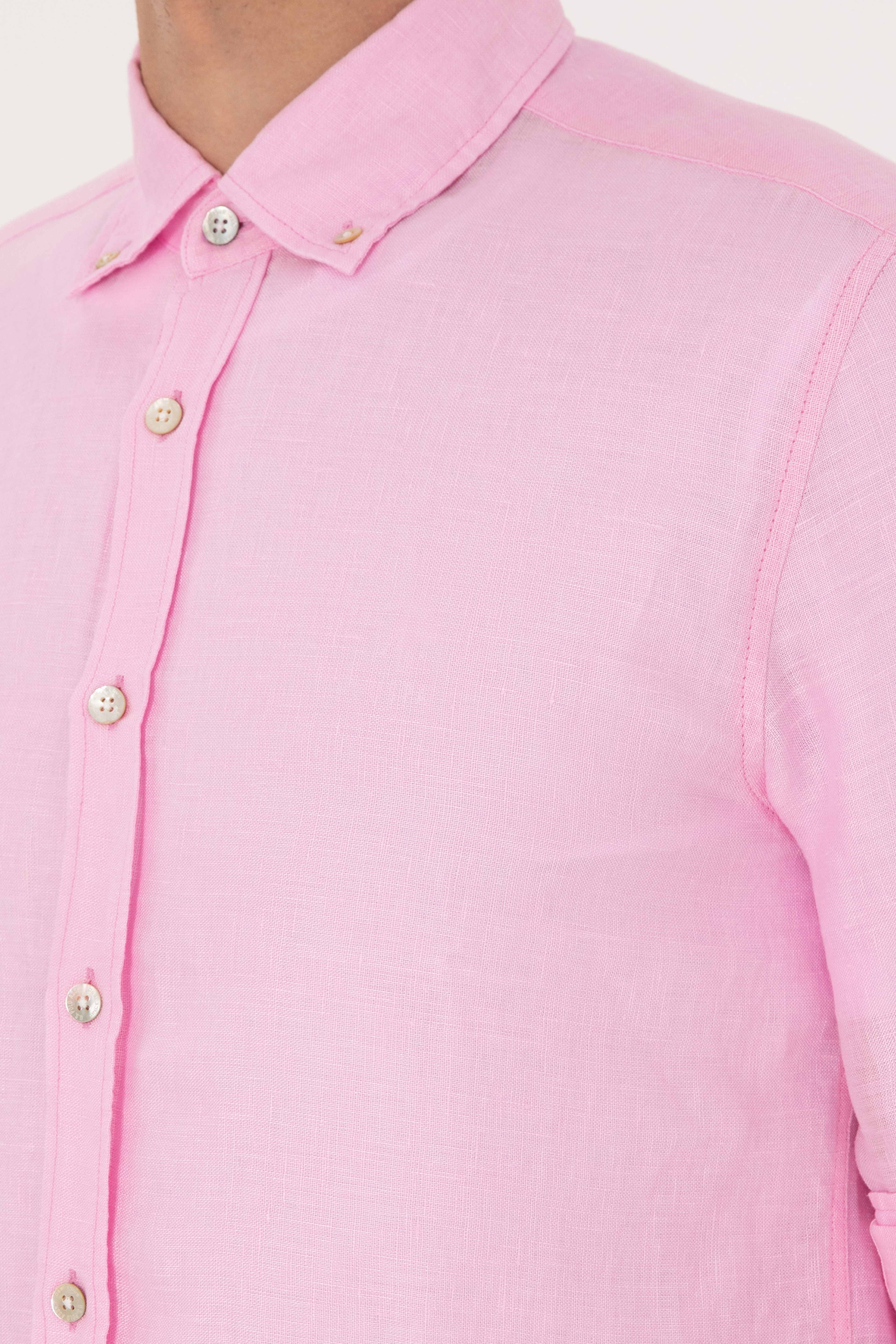 Erkek Açık Pembe Uzun Kollu Gömlek - Image 7