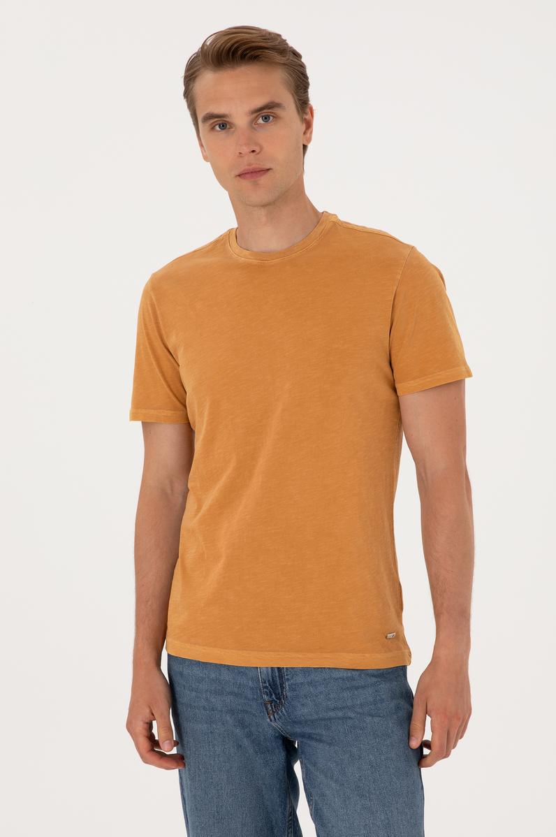 Erkek Hardal Basic Tişört