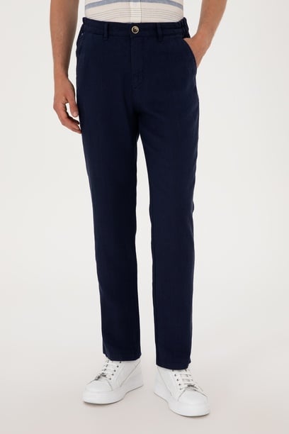 Erkek Carrot Fit Lacivert Kanvas Pantolon