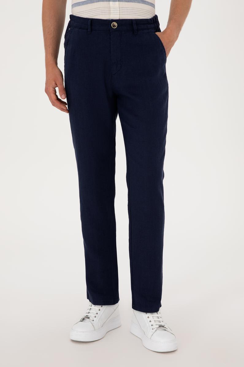 Erkek Lacivert Kanvas Pantolon