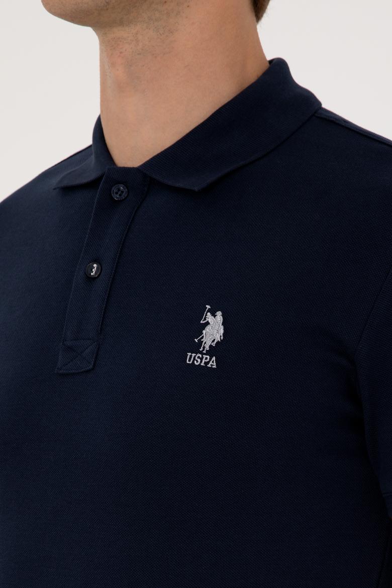 Erkek Slim Fit Polo Yaka Lacivert Basic Tişört - 50298041061