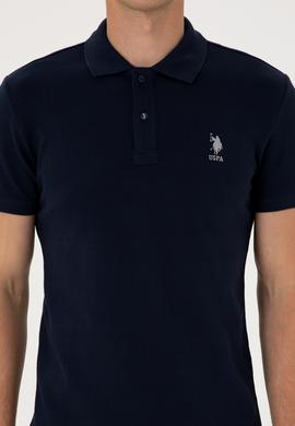 Erkek Slim Fit Polo Yaka Lacivert Basic Tişört - 50298041061