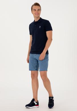 Erkek Slim Fit Polo Yaka Lacivert Basic Tişört - 50298041061