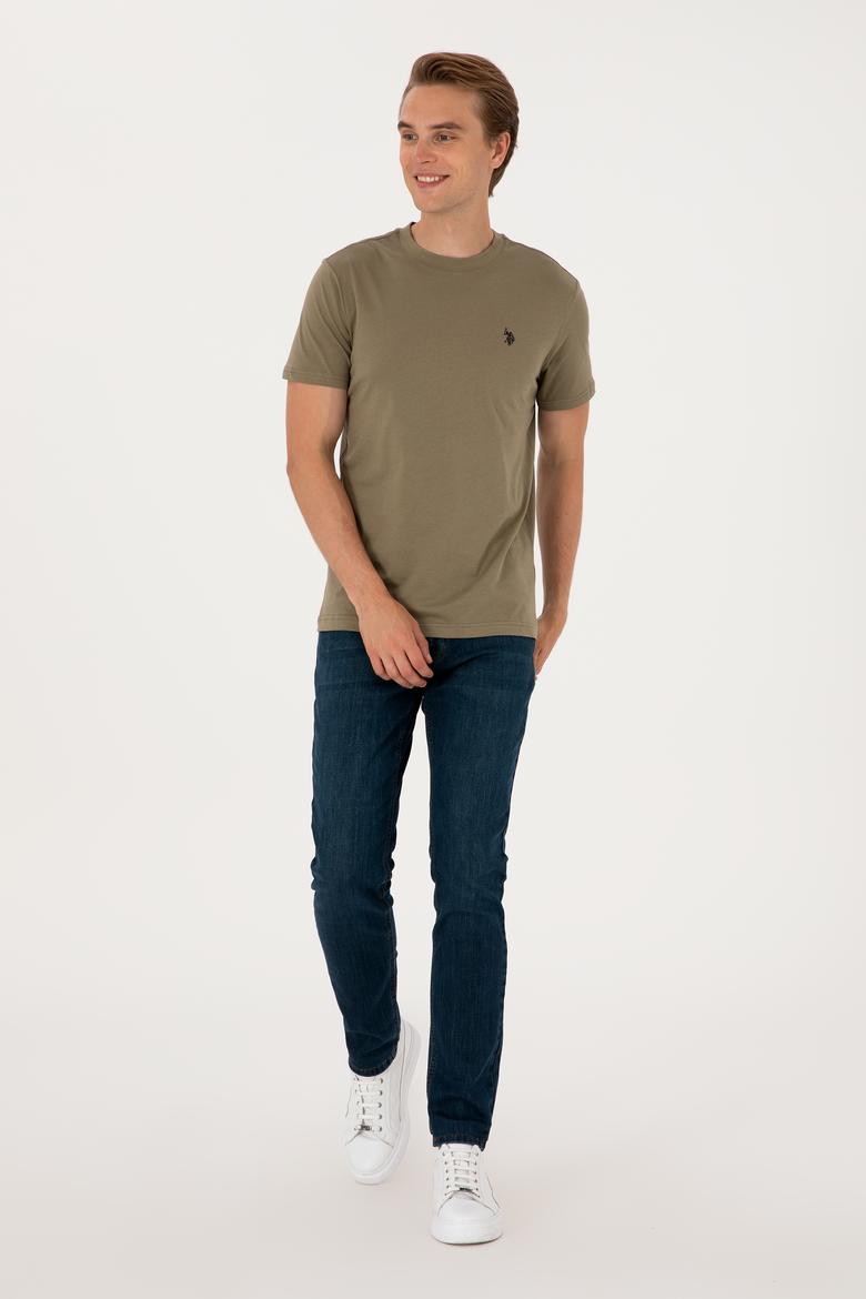 Erkek Regular Fit Bisiklet Yaka Vizon Basic Tişört - 50298015095