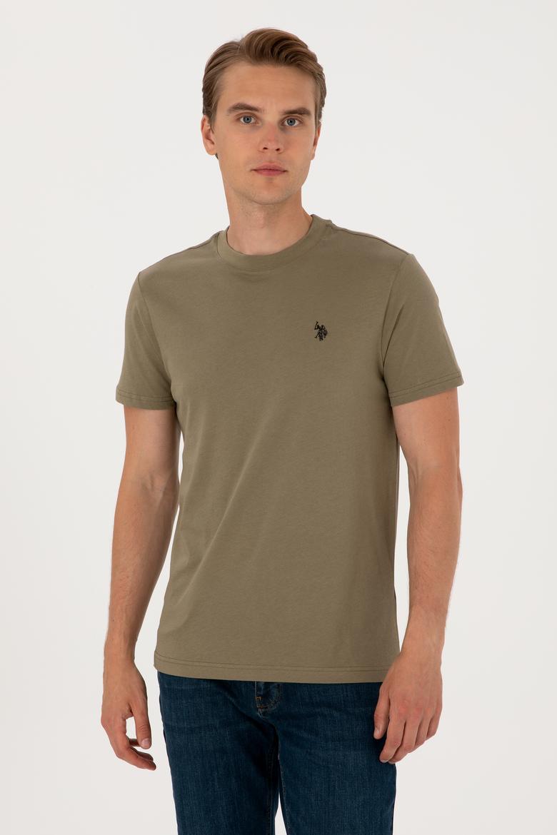 Erkek Regular Fit Bisiklet Yaka Vizon Basic Tişört