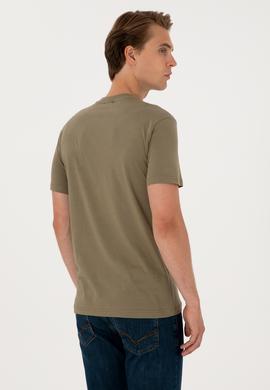 Erkek Regular Fit Bisiklet Yaka Vizon Basic Tişört - 50298015095