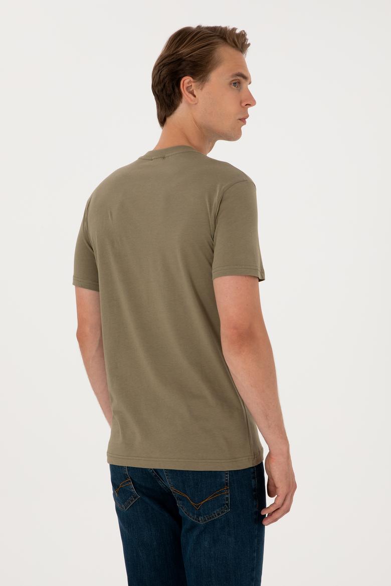 Erkek Regular Fit Bisiklet Yaka Vizon Basic Tişört - 50298015095