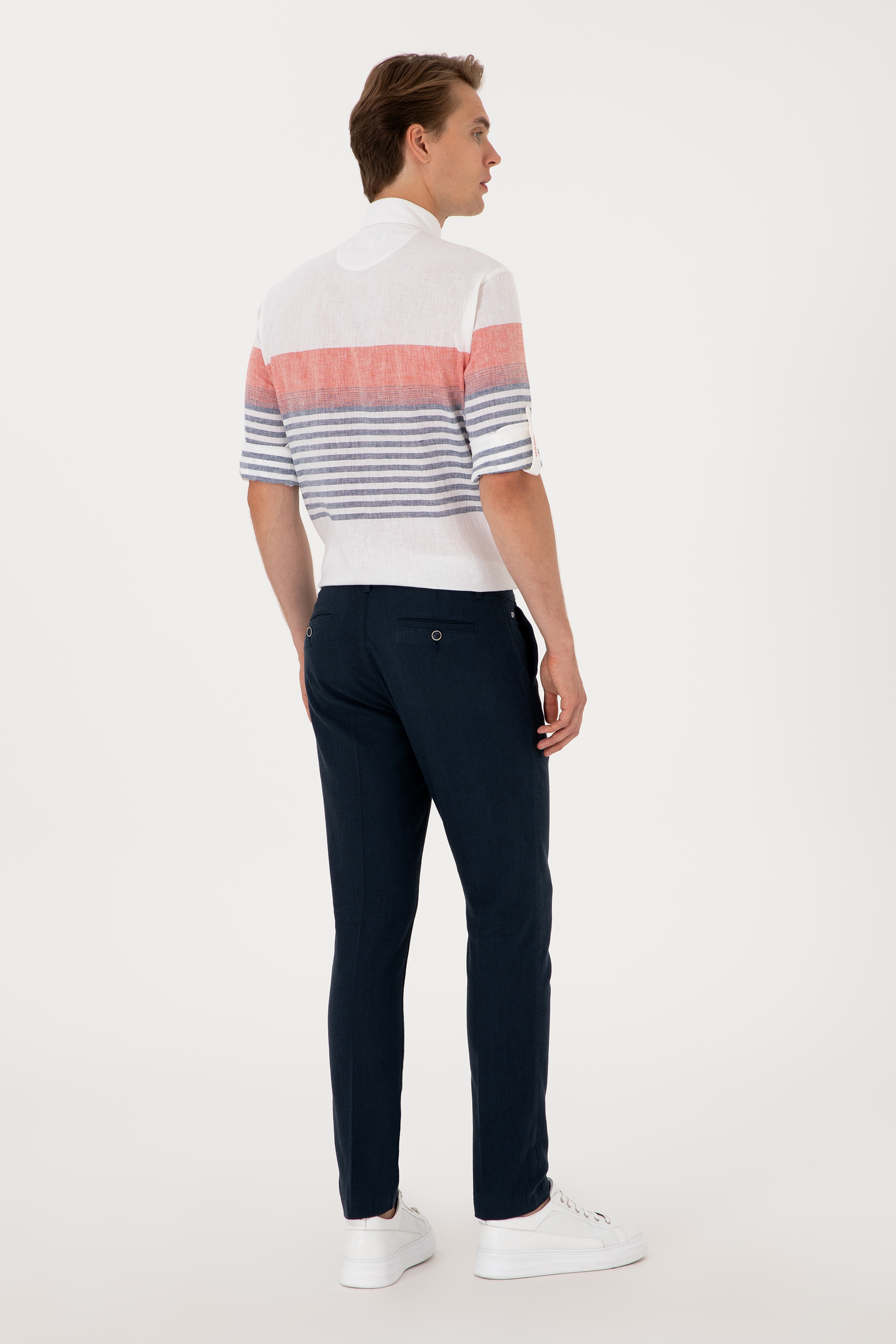 Erkek Slim Fit Lacivert Kanvas Pantolon