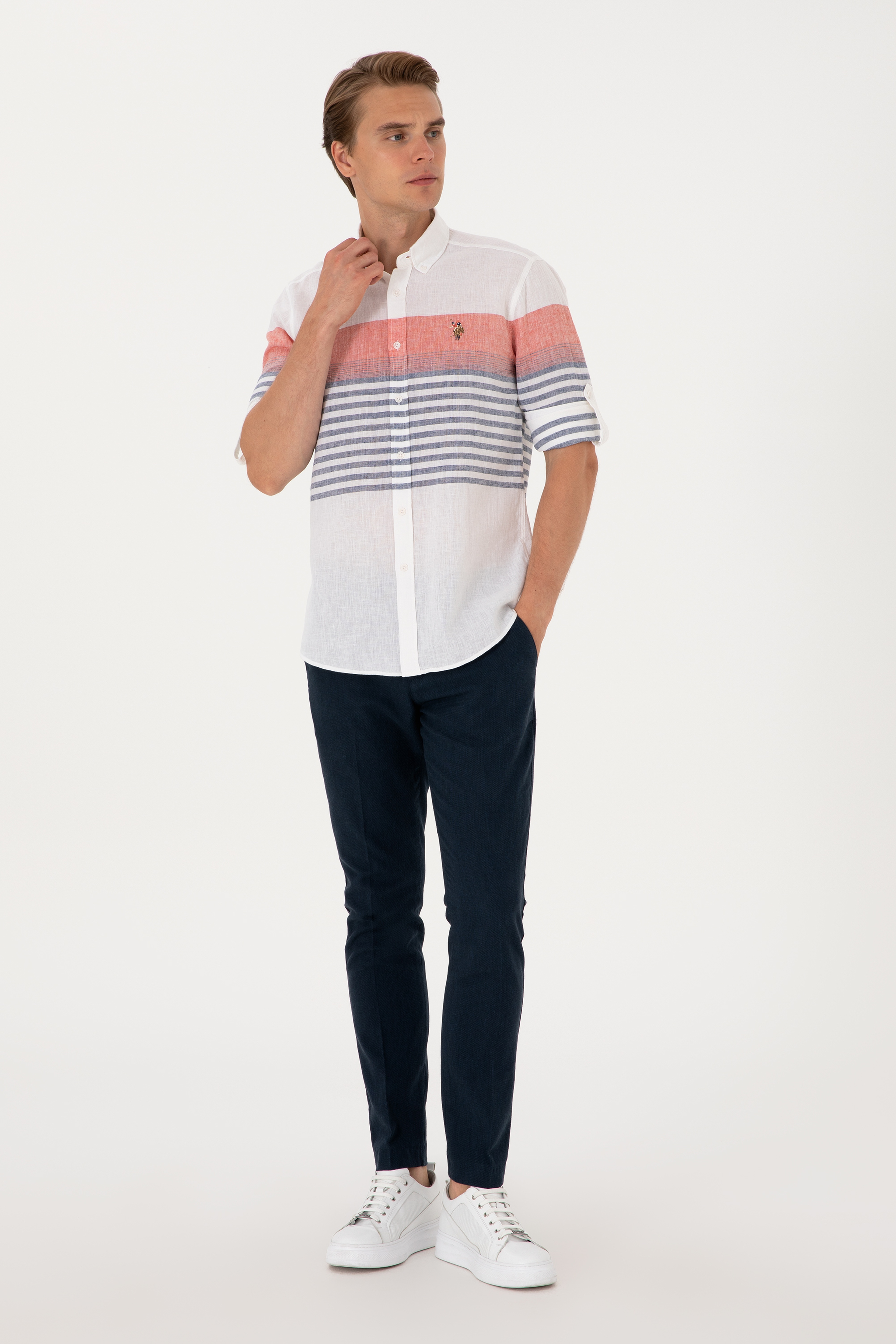 Erkek Slim Fit Lacivert Kanvas Pantolon - Image 3