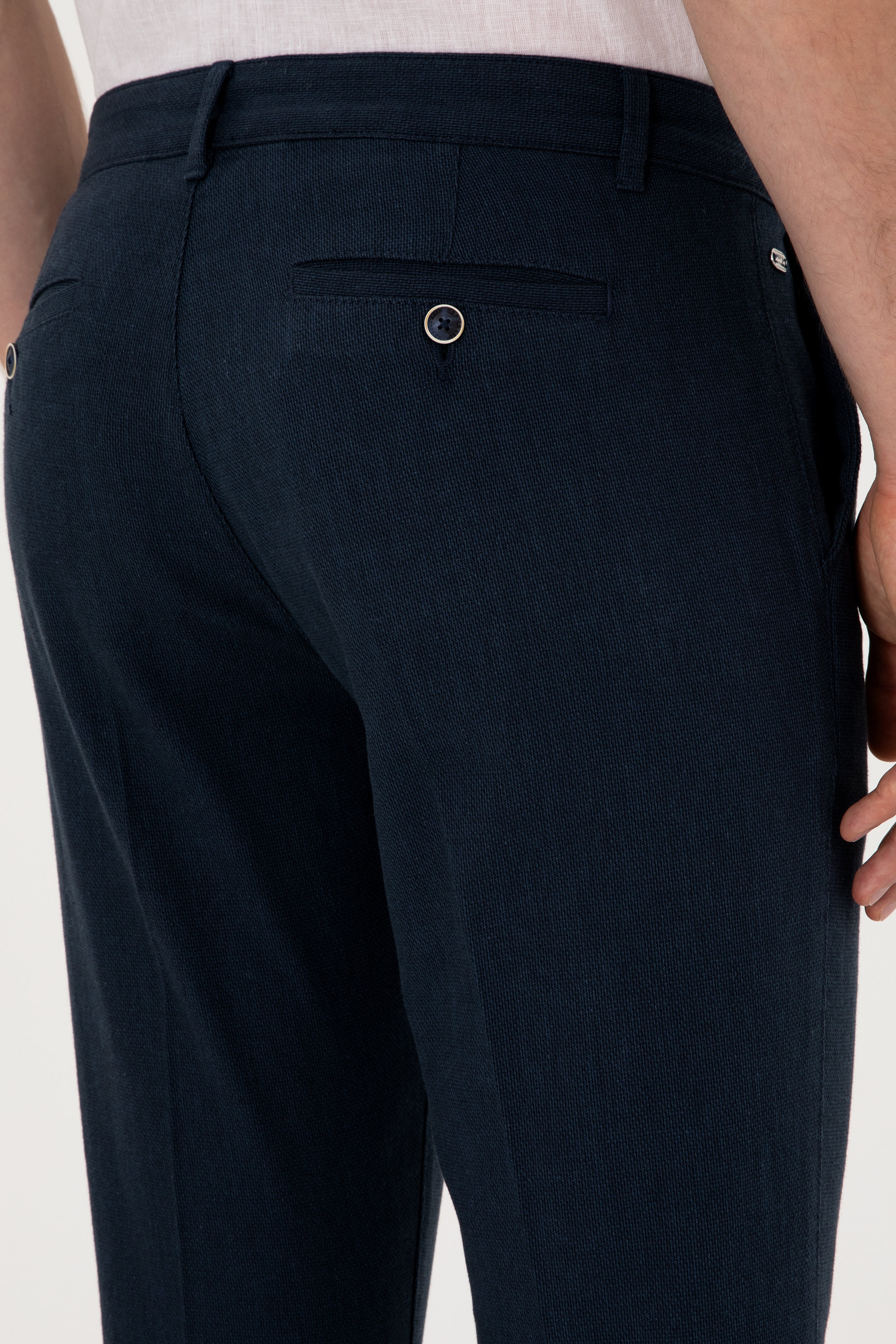 Erkek Slim Fit Lacivert Kanvas Pantolon