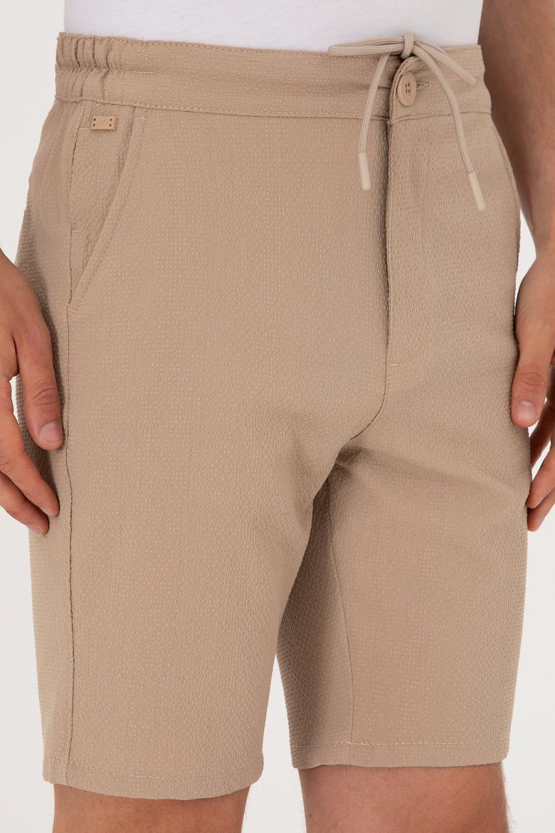 Erkek Bej Dokuma Şort - 50300420052