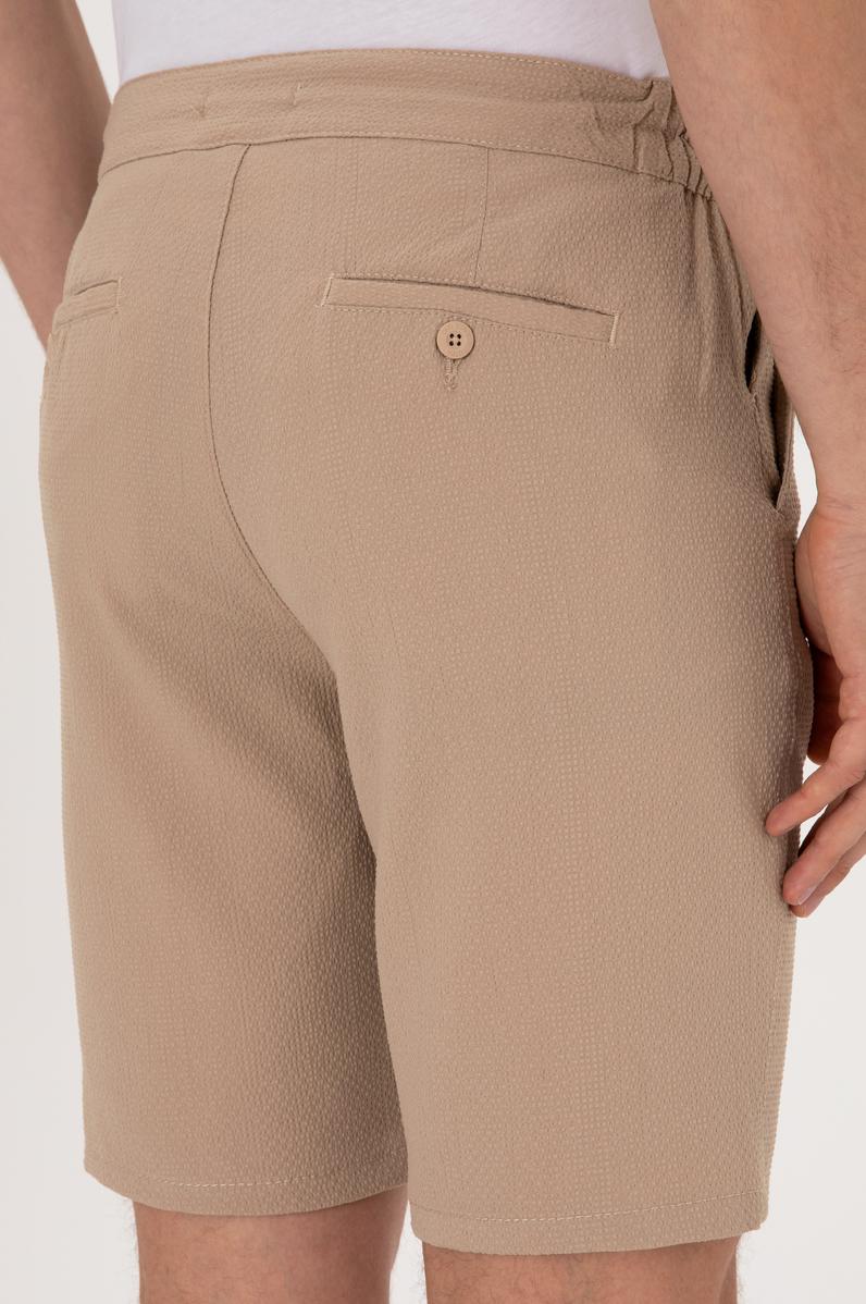 Erkek Bej Dokuma Şort