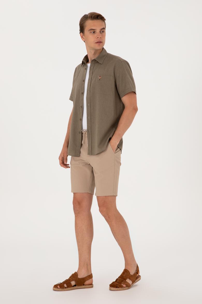 Erkek Bej Dokuma Şort - 50300420052
