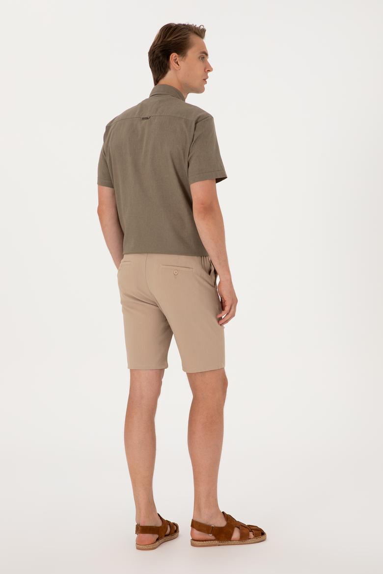 Erkek Bej Dokuma Şort - 50300420052