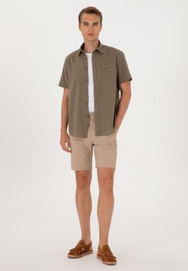 Erkek Bej Dokuma Şort - 50300420052