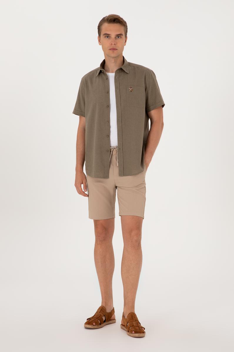 Erkek Bej Dokuma Şort