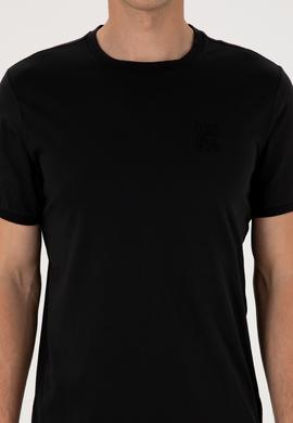 Erkek Regular Fit Siyah Bisiklet Yaka Tişört - 50300815026