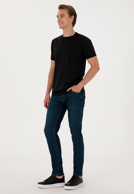 Erkek Regular Fit Siyah Bisiklet Yaka Tişört - 50300815026