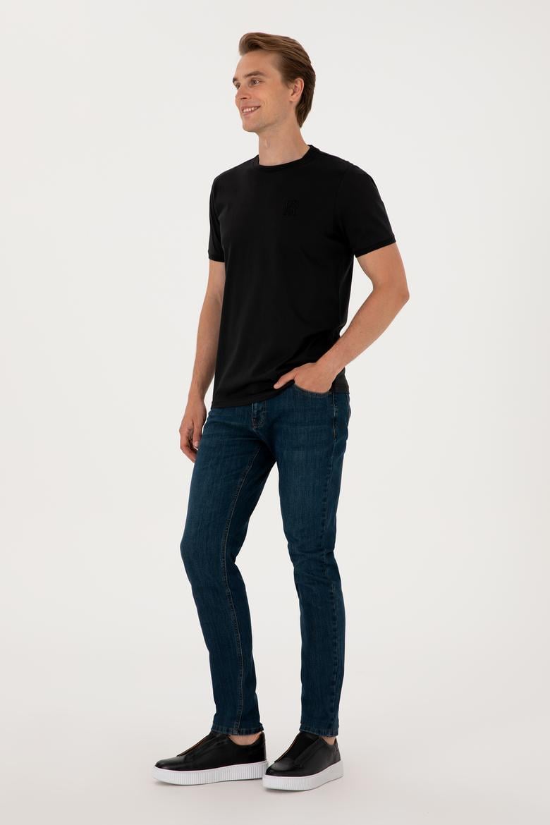 Erkek Regular Fit Siyah Bisiklet Yaka Tişört - 50300815026