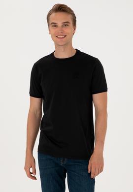 Erkek Regular Fit Siyah Bisiklet Yaka Tişört - 50300815026