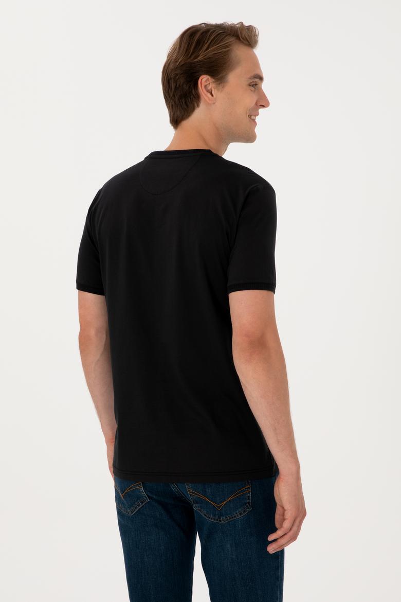 Erkek Regular Fit Siyah Bisiklet Yaka Tişört - 50300815026