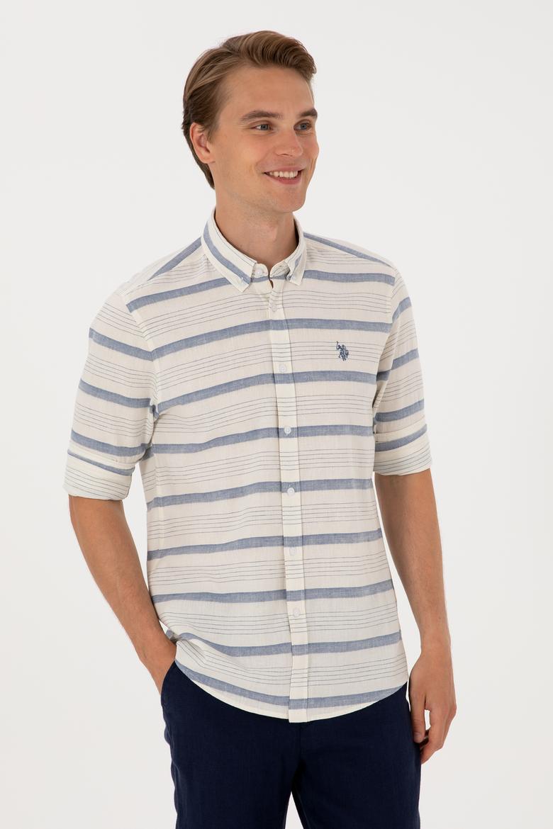 Erkek İndigo Uzun Kollu Gömlek