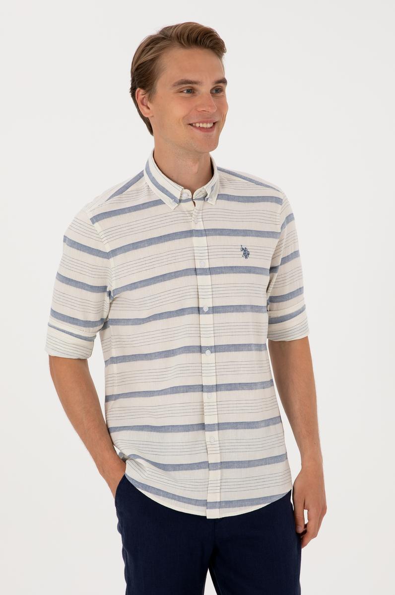 Erkek İndigo Uzun Kollu Gömlek