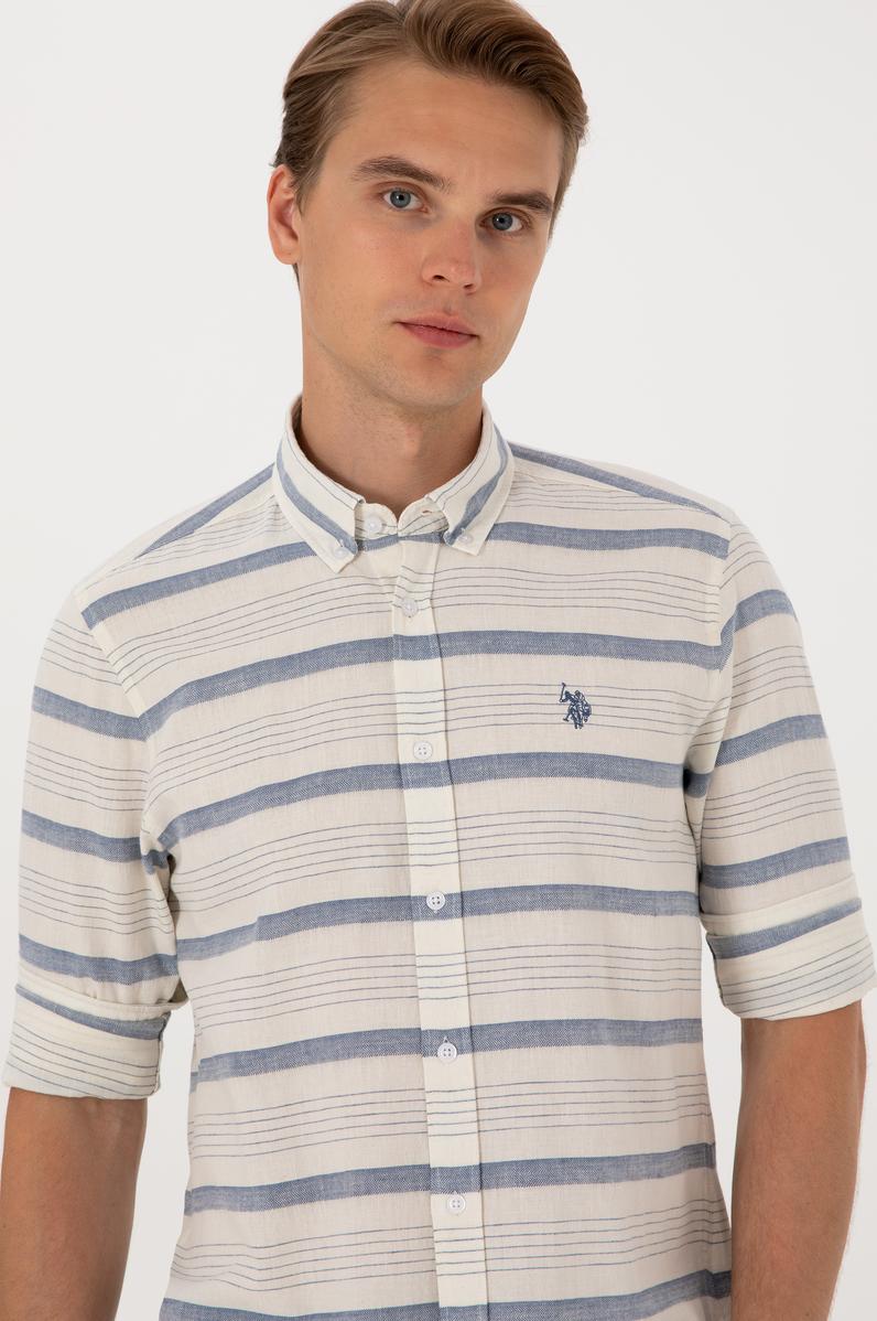 Erkek İndigo Uzun Kollu Gömlek