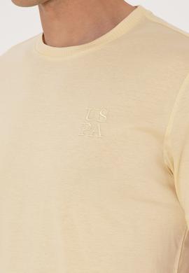 Erkek Regular Fit Açık Haki Bisiklet Yaka Tişört - 50300815017