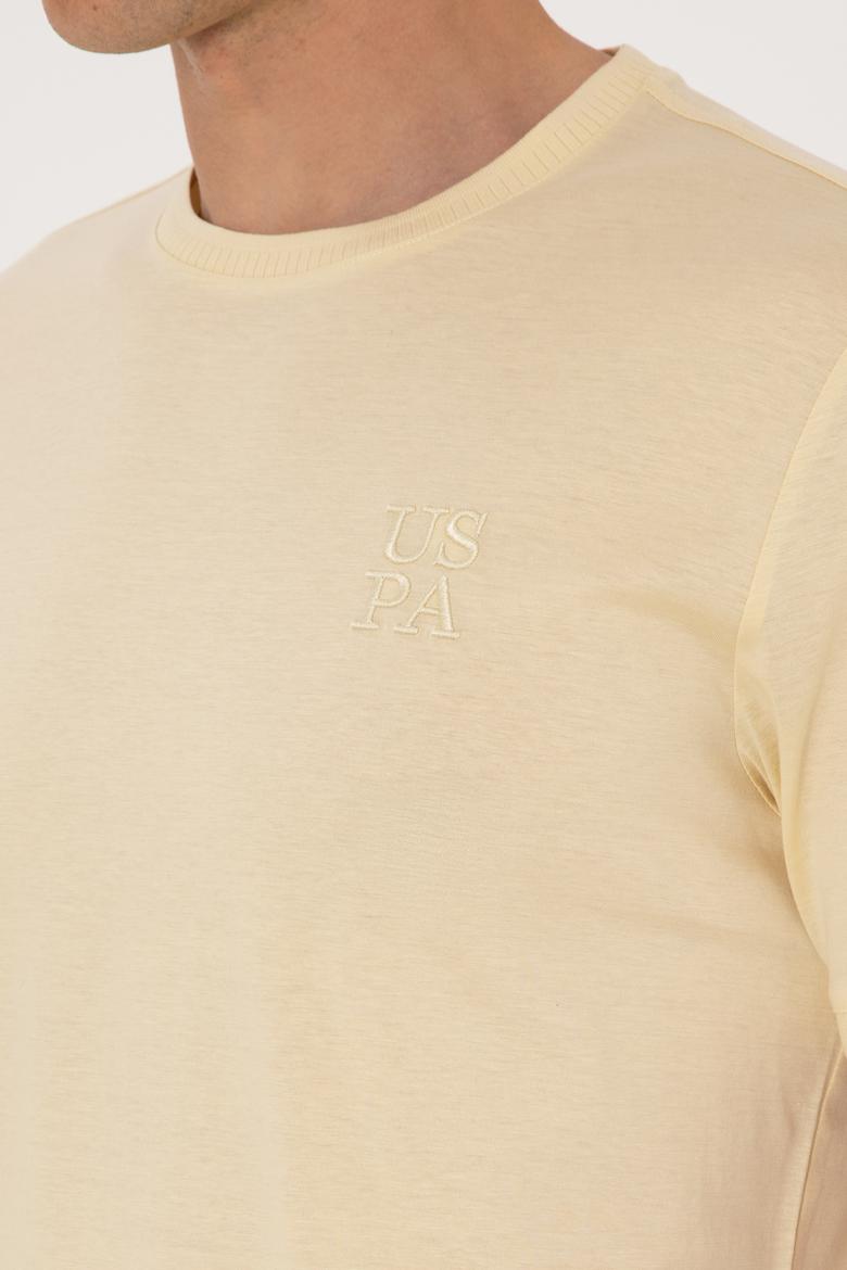 Erkek Regular Fit Açık Haki Bisiklet Yaka Tişört - 50300815017