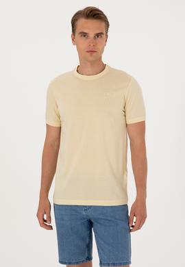 Erkek Regular Fit Açık Haki Bisiklet Yaka Tişört - 50300815017