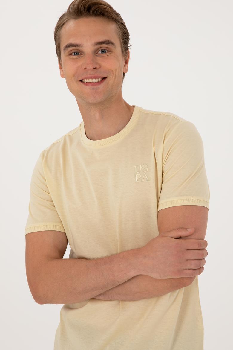 Erkek Regular Fit Açık Haki Bisiklet Yaka Tişört - 50300815017