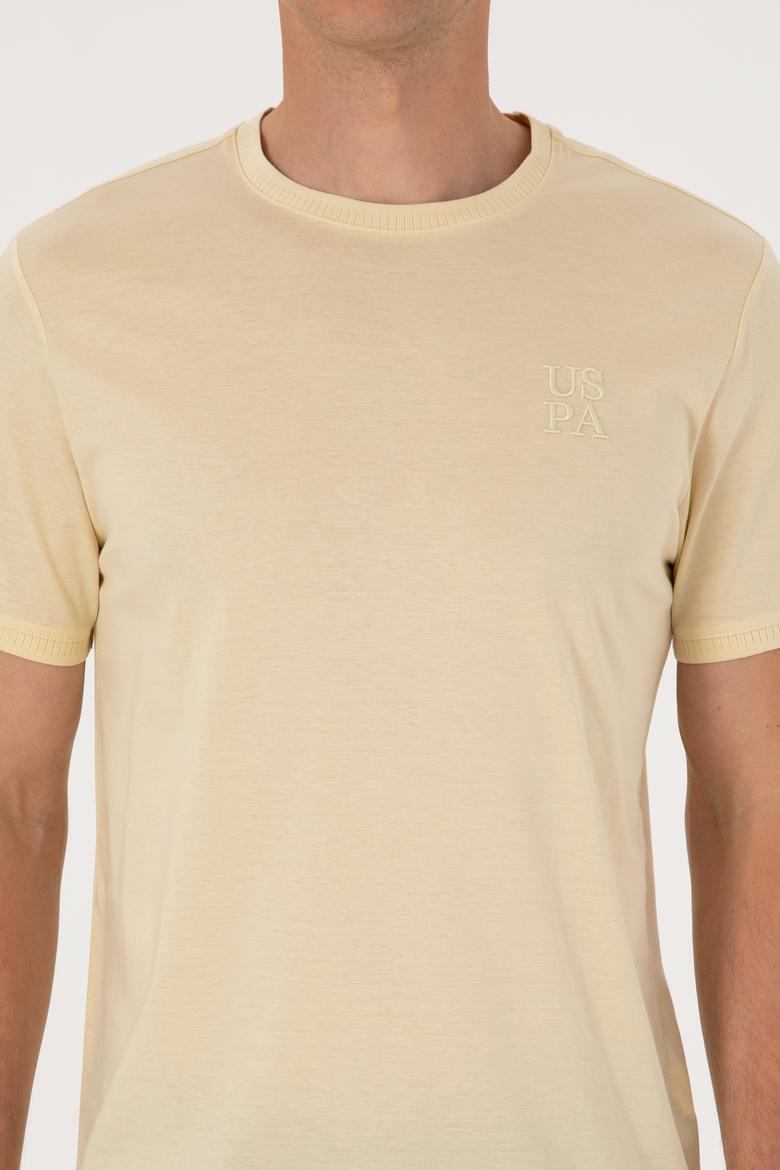 Erkek Regular Fit Açık Haki Bisiklet Yaka Tişört - 50300815017