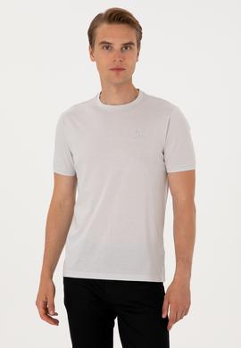 Erkek Regular Fit Açık Gri Bisiklet Yaka Tişört - 50300815007