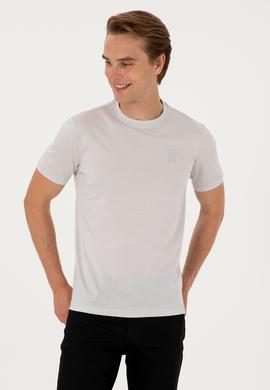 Erkek Regular Fit Açık Gri Bisiklet Yaka Tişört - 50300815007