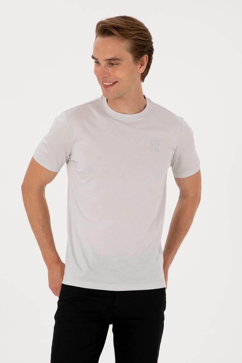 Erkek Regular Fit Açık Gri Bisiklet Yaka Tişört - 50300815007