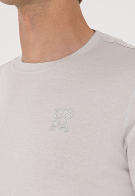 Erkek Regular Fit Açık Gri Bisiklet Yaka Tişört - 50300815007