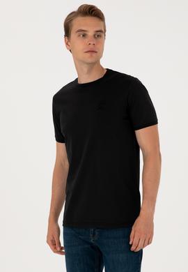 Erkek Regular Fit Siyah Bisiklet Yaka Tişört - 50300815026