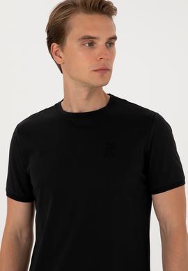 Erkek Regular Fit Siyah Bisiklet Yaka Tişört - 50300815026