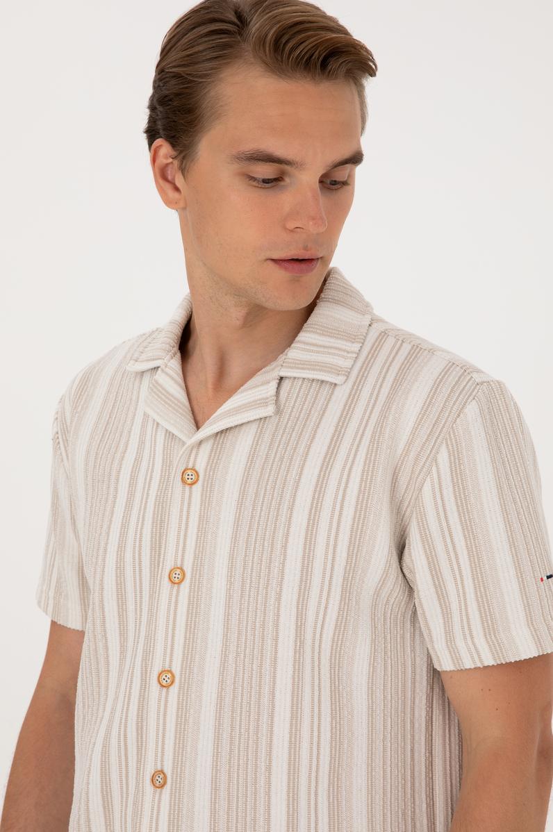 Erkek Bej Örme Gömlek