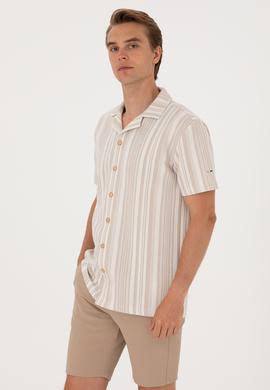 Erkek Bej Örme Gömlek - 50306895011