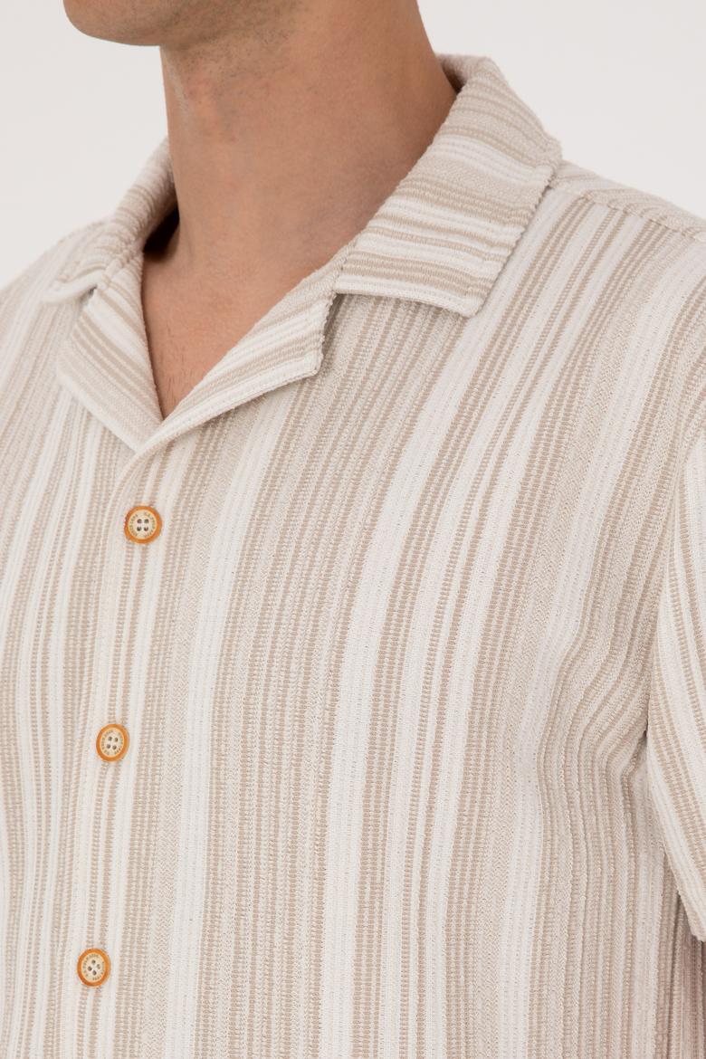 Erkek Bej Örme Gömlek - 50306895011