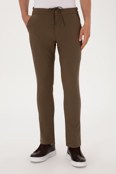 Erkek Slim Fit Vizon Kanvas Pantolon