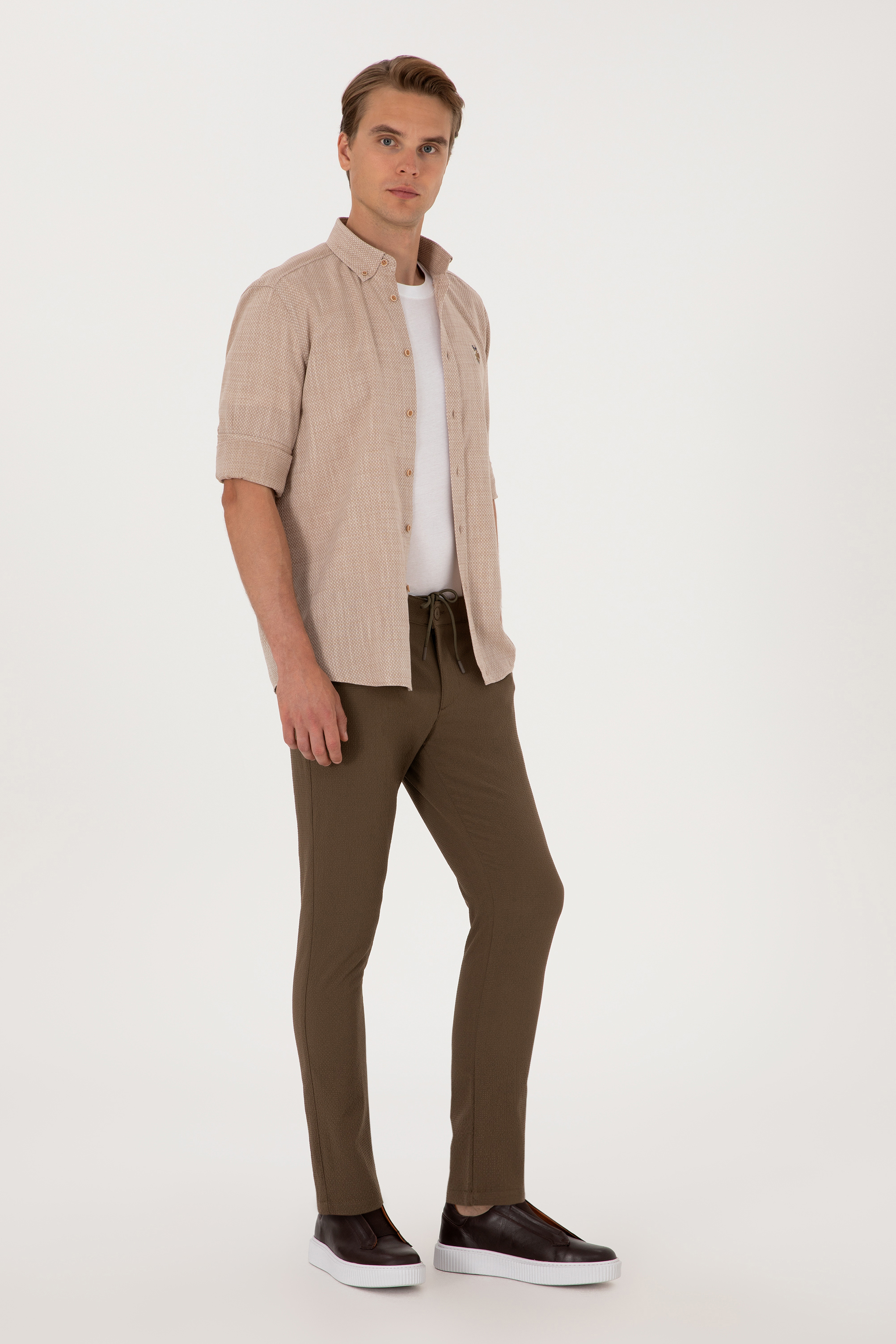 Erkek Slim Fit Vizon Kanvas Pantolon - Image 3