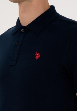 Erkek Slim Fit Polo Yaka Koyu Lacivert Basic Tişört - 50297984294